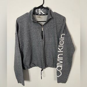 Calvin Klein gray cropped sweatshirt 1/4 zip size large